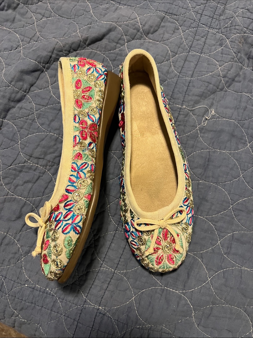 Aerosoles Stitch n Turn Size 6.5 Embroidered Multicolor Women's Ballet Flats